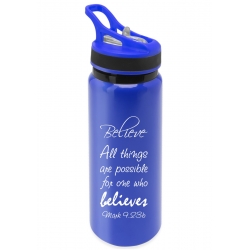 Sticlă de băut metalica, albastru, Believe